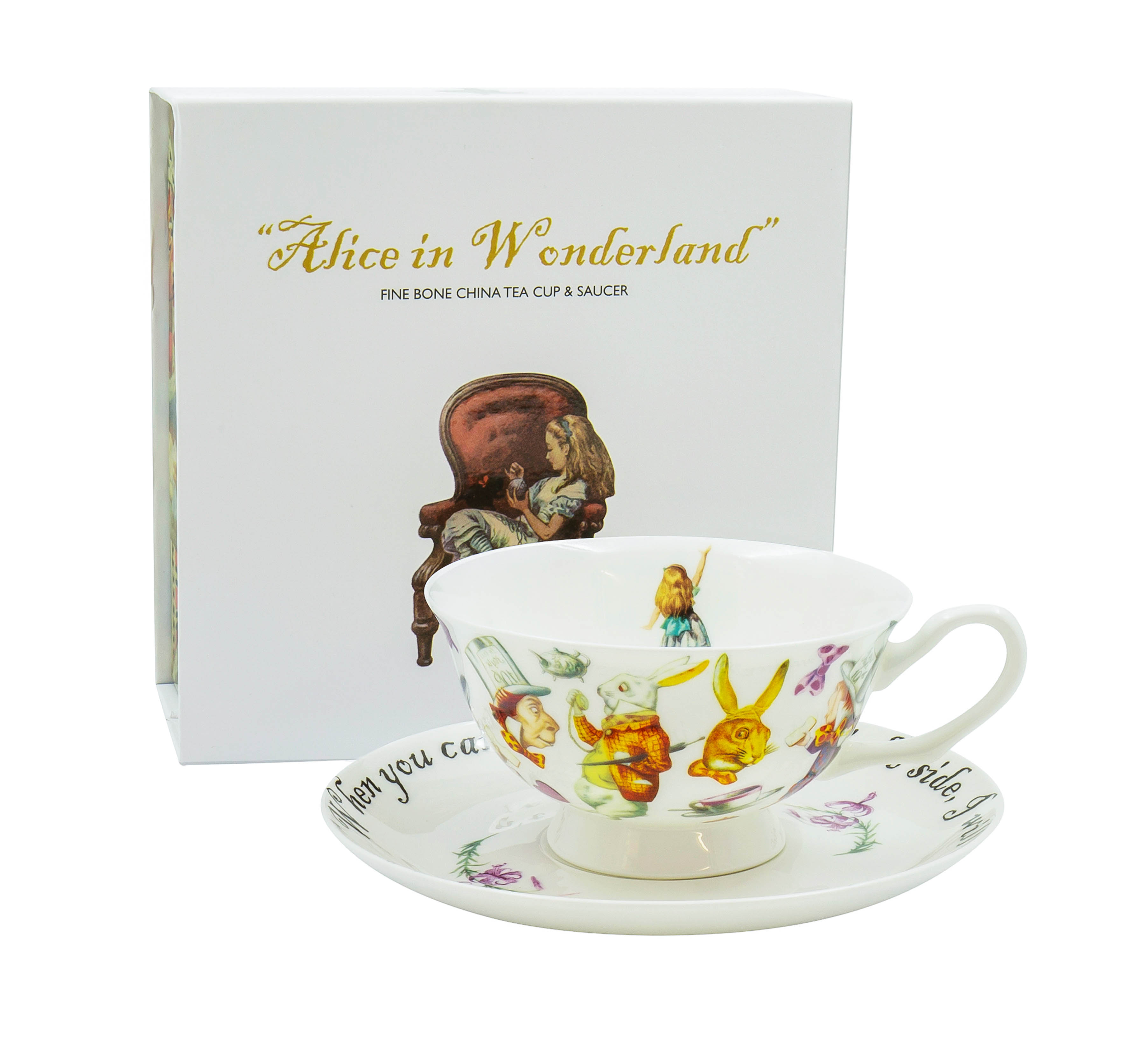 Disney Alice In Wonderland Mad Hatter Bone China Teacup and Saucer