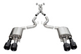 Corsa 20-22 Ford Mustang GT500 3.0in Dual Rear Exit Catback w/ Twin 5.0in Black Carbon Fiber Tips