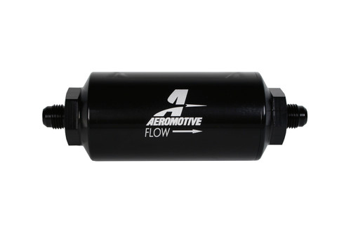 Aeromotive 238 Micron Black Fuel Filter with Male AN-06 Ports & Stainless Mesh Element