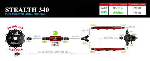 Aeromotive Fuel Cell with Integrated 340 LPH In-Tank Fuel Pump Module and Pre-Pump Fuel Filter