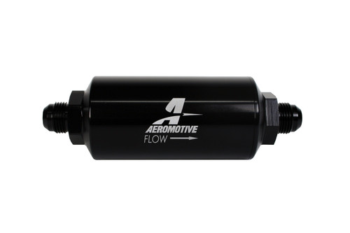 Aeromotive 40 Micron Black Fuel Filter with Male AN-08 Ports & Stainless Mesh Element