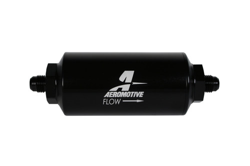 Aeromotive 10 Micron Black Fuel Filter with Male AN-06 Ports & Cellulose Element