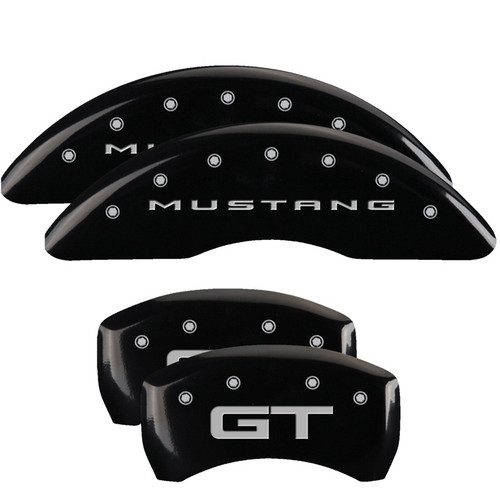MGP 4 Caliper Covers Engraved Front 2015/Mustang Engraved Rear 2015/GT Black finish silver ch (10201S2MGBK)