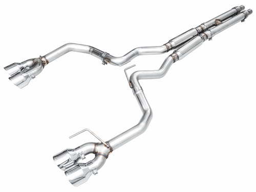 AWE 2024 Ford Mustang Dark Horse S650 RWD Track Edition Cat-Back Exhaust w/ Quad Chrome Silver Tips