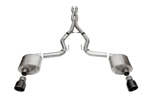 Corsa 24+ Ford MustangGT Sport Cat-Back Ex.Sys 3.0in Dual Rear Exit w/4.5in Blk PVD Pro Series Tips