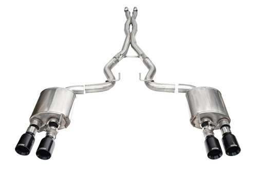 Corsa 24-25 Ford Mustang Dark Horse 5.0L 3in Dual Rear Cat-Back w/Twin 4.5in Black PVD Straight Tips