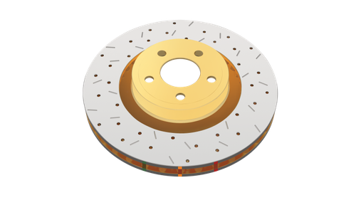 DBA 13-14 Ford Mustang Shelby GT500 8 Cyl Front 4000 Series Drilled & Slotted Rotor w/Black Hat