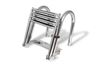 4 Step Folding Telescoping Ladder for Pontoon Boats - Stainless Steel