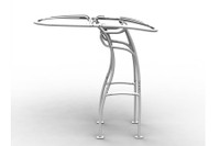 Isolated side view photo of SG600 boat t-top frame in clear anodized finish.