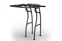 Isolated rear 3/4 view photo of SG600 boat t-top frame in powder coated black.