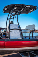 Zoomed in side view of Stryker T-Top's powder coated black SG600 folding boat t-top installed.