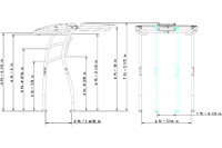 Full dimensions of the SG900 premium aftermarket boat t-top.
