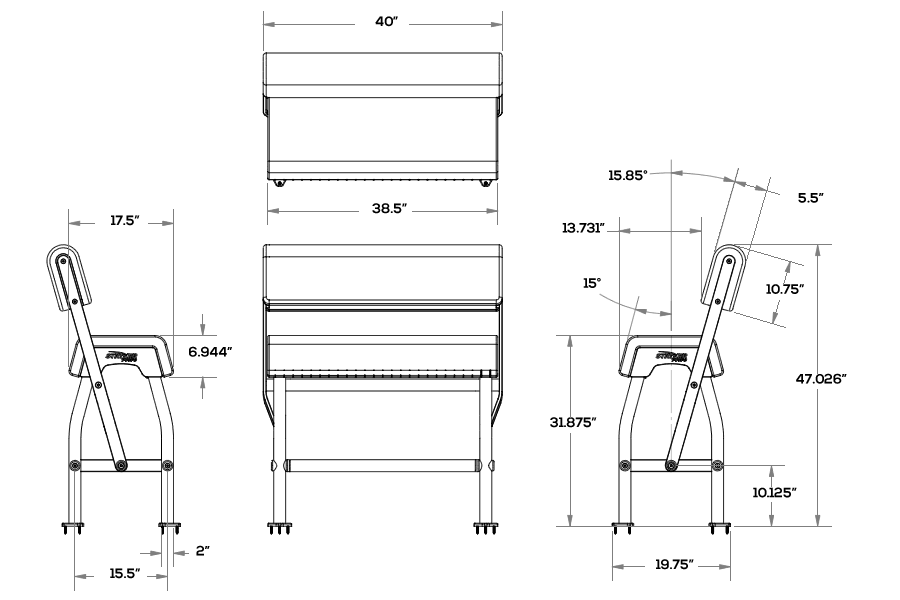 Swing Back Leaning Post Seat for Center Console Boats