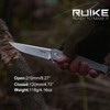 Ruike 4.7"" Ll Fld Knf W/pkt Clp Sil UPC: 6942870370484