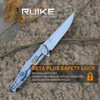 Ruike 4.7"" Ll Fld Knf W/pkt Clp Sil UPC: 6942870370484