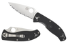 Spyderco C122PBK Tenacious Lightweight 3.39" Folding Plain Satin 8Cr13MoV SS Blade/Black Bi-Directional Texturing FRN Handle Includes Pocket Clip                                                       