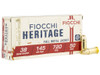 Fiocchi 38SWSHA Heritage 38S&WShort 145gr Full Metal Jacket 50 Per Box/20 Case