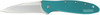 Kershaw 1660TEAL Leek  3 Folding Drop Point Plain Bead Blasted 14C28N Steel Blade Teal Anodized Aluminum Handle Includes Pocket Clip UPC: 087171037561