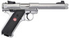 Ruger 40126 Mark IV Target 22 LR 101 5.50 Overall Satin Stainless Steel ThreadedBull Barrel Slide   Frame Black Checkered Polymer Grips UPC: 736676401260
