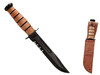 KaBar 1218 USMC FightUtility 7 Fixed Clip Point Part Serrated Black 1095 CroVan Blade. Brown Leather Handle. Includes Sheath UPC: 617717212185