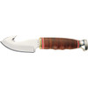 KaBar 1234 Game Hook  3.25 Fixed Gut Hook Plain Polished 4116 SS Blade Stacked Leather wFinger Grooves Leather Handle Includes Sheath UPC: 617717212345