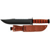 KaBar 2217 Big Brother  9.38 Fixed Clip Point Part Serrated Black 1095 CroVan Blade Brown Leather Handle Includes Sheath UPC: 617717222177