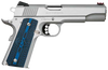 Colt Mfg O1072CCS Competition Government 9mm Luger 9+1 5" Stainless National Match Barrel, Stainless Steel Serrated Slide & Frame w/Beavertail, Checkered Blue G10 Grip, Ambidextrous                   