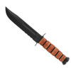 KaBar 1252 USMC  5.25 Fixed Clip Point Part Serrated Black 1095 CroVan Blade Brown Leather Handle Includes Sheath UPC: 617717212529