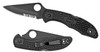 Spyderco C11PSBBK Delica 4 Lightweight 2.88 Folding Part Serrated Black TiCN VG10 SS BladeBlack Textured FRN Handle Includes Pocket Clip UPC: 716104400218