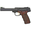 Browning 051429490 Buck Mark Plus CA Compliant 22 LR 101 5.50 Slab Side Barrel Matte Black Serrated Steel Slide   Aluminum Frame Brown Finger Grooved Laminate Grips UPC: 023614251903
