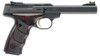 Browning 051429490 Buck Mark Plus CA Compliant 22 LR 101 5.50 Slab Side Barrel Matte Black Serrated Steel Slide   Aluminum Frame Brown Finger Grooved Laminate Grips UPC: 023614251903