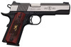 Browning 051914492 1911 Black Label Medallion Pro 380 ACP 81 4.25 Target Crown Barrel Blackened wSilver Polished Flats Serrated SS Slide Matte Black Polymer Frame wBeavertail UPC: 023614443766