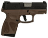Taurus 1G2S931B G2S  Compact 9mm Luger 71 3.26 Matte Stainless Steel Barrel Matte Black Serrated Slide Brown Polymer Frame wPicatinny Rail Brown Polymer Grip UPC: 725327616344