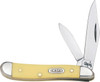 Case 00030 Peanut  2.101.53 Folding ClipPen Plain Tumble Polish Chrome Vanadium BladeSmooth Yellow Synthetic Handle UPC: 021205000305