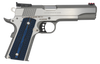 Colt Mfg O5072GCL Gold Cup Lite  9mm Luger 8+1 5" Stainless National Match Barrel, Stainless Steel Serrated Slide, Stainless Steel Frame w/Beavertail, Blue Scalloped G10 Grip, Ambidextrous            