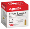 Aguila 1E097700 Target  Range Handgun 9mm Luger 115 gr Full Metal Jacket FMJ 300 Per Box 4 Cs UPC: 640420012001