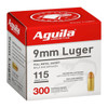 Aguila 1E097700 Target  Range Handgun 9mm Luger 115 gr Full Metal Jacket FMJ 300 Per Box 4 Cs UPC: 640420012001