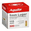 Aguila 1E097700 Target  Range Handgun 9mm Luger 115 gr Full Metal Jacket FMJ 300 Per Box 4 Cs UPC: 640420012001