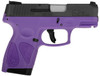 Taurus 1G2S931DP G2S  Compact 9mm Luger 71 3.26 Matte Stainless Steel Barrel Matte Black Black Carbon Steel Slide Dark Purple Polymer Frame wPicatinny Rail Dark Purple Polymer Grip UPC: 725327617716
