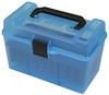 MTM CaseGard H50RL24 Deluxe Ammo Box  for 2506 Rem.3006 Springfield Clear Blue Polypropylene 50rd UPC: 026057202242