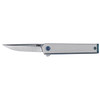 CRKT 7081 CEO  Micro 2.36 Flipper Drop Point Plain Satin 12C27 Sandvik Blade Silver Textured wBlue Liner  Accents Aluminum Handle Includes Pocket Clip UPC: 794023708103