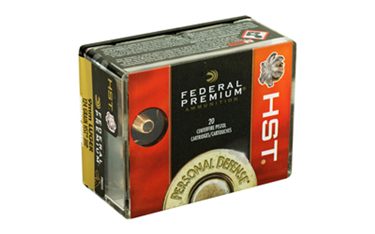 Federal Premium, 9MM, 124 Grain, Jacketed Hollow Point, 20 Round Box ...