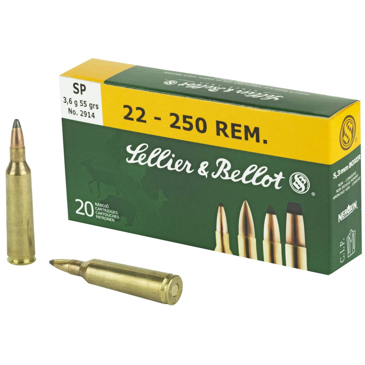 Sellier-Bellot .22-250 Remington 55gr SP – 20rd