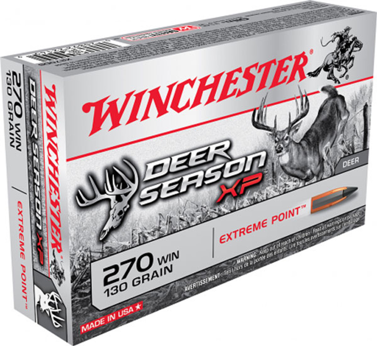 20 Win, 130 Grain, : Season, Box Ammunition 020892221499 Round Point Deer Tip, 270 Extreme Winchester X270DS, Polymer UPC