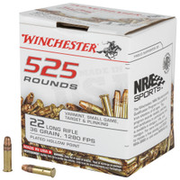 Winchester Ammo 22LR525HP USA 22 LR 36 gr Copper Plated Hollow Point CPHP 525 Bx10 Cs Bulk UPC: 020892102651