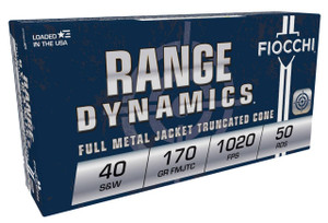 Fiocchi, Range Dynamics,  40 S&W 170 Grain, Full Metal Jacket, Truncated Cone, Case of 1000