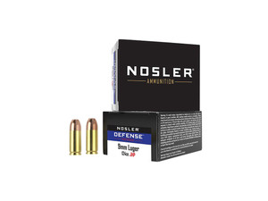 Nosler 38432 Defense Handgun 9mmLuger+P 124gr Bonded Performance Jacketed Hollow Point 20 Per Box/10 Case
