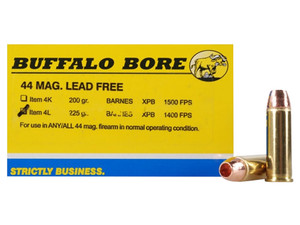 Buffalo Bore Ammunition 4L20 Buffalo-Barnes Strictly Business 44Rem Mag 225gr Barnes VOR-TX XPB Lead Free 20 Per Box/12 Case