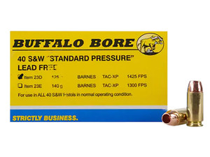 Buffalo Bore Ammunition 23D20 Standard Pressure Strictly Business 40S&W 125gr Barnes TAC-XP Lead Free 20 Per Box/12 Case