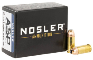 Nosler ASP Standard Velocity Centerfire Ammunition, 9mm Luger, Jacketed Hollow Point, 115 Grain - 20 Cartridge Box ( 20 / 1 )